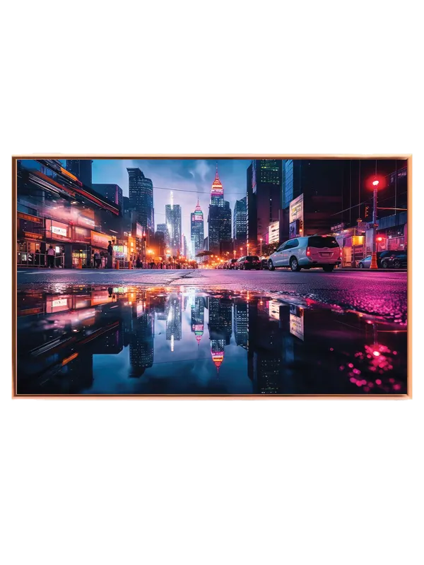 Neonlys Over Våd Storbygade