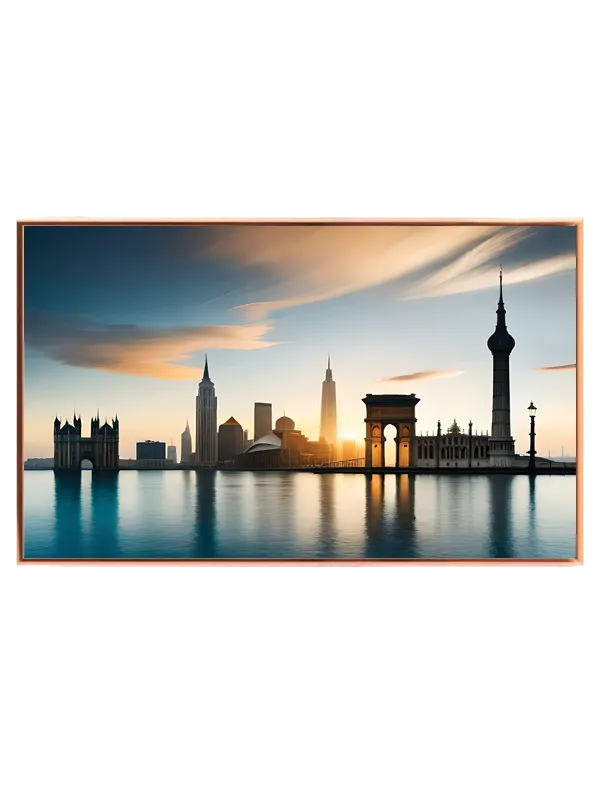 Solnedgang Over Futuristisk Skyline