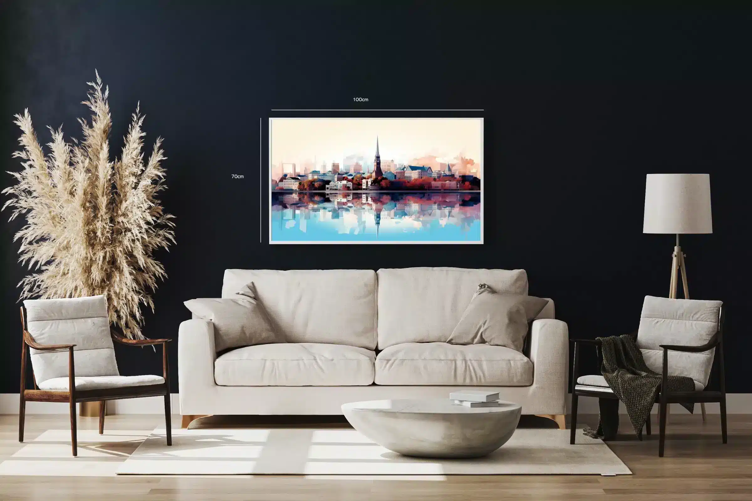 Akvarel Skyline med Kirkespir