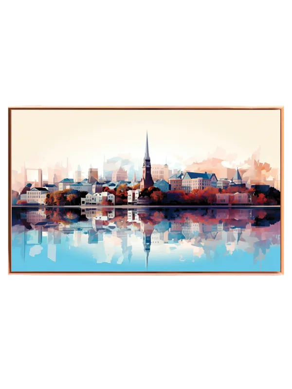 Akvarel Skyline med Kirkespir