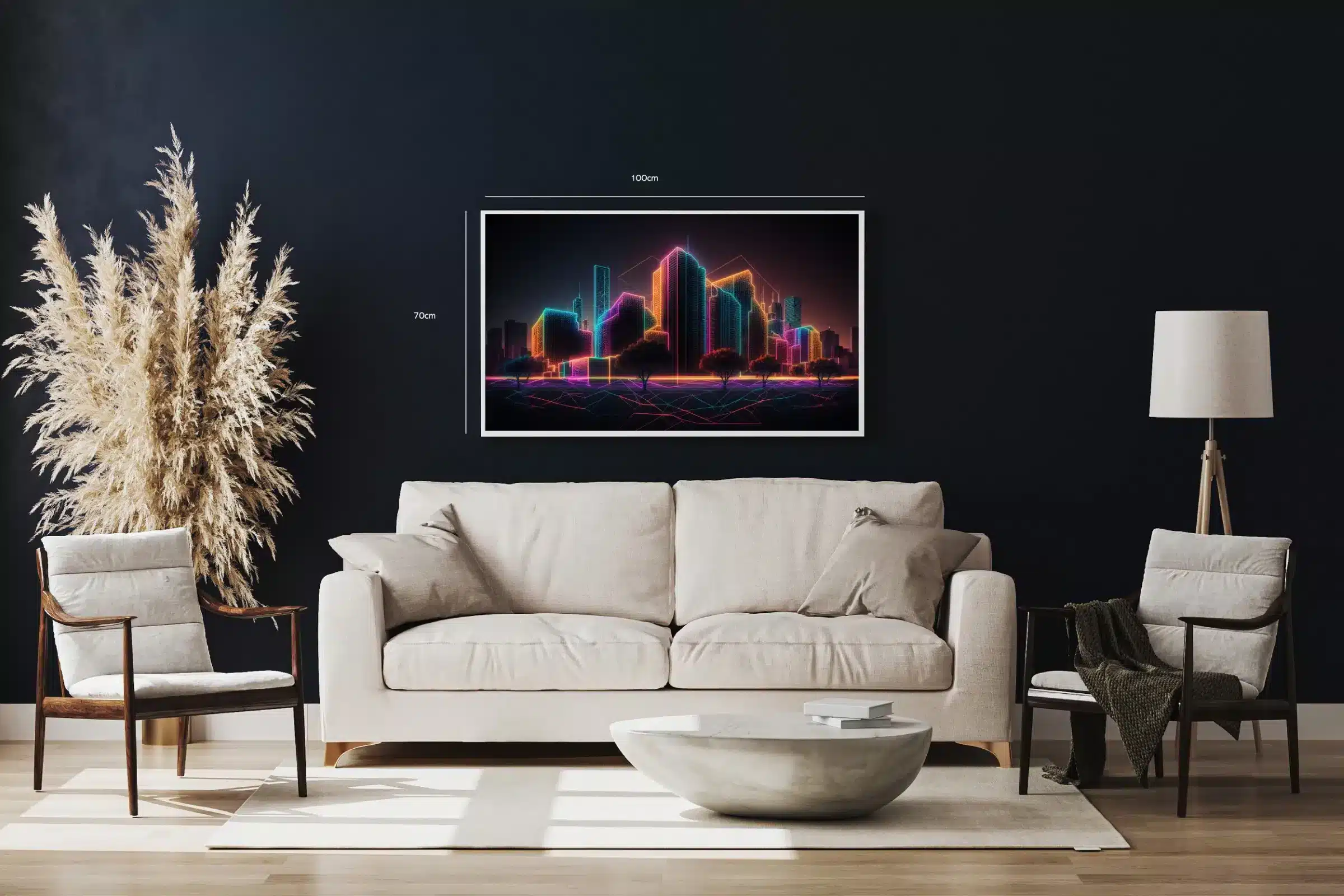 Neonoplyst Futuristisk Storby Skyline