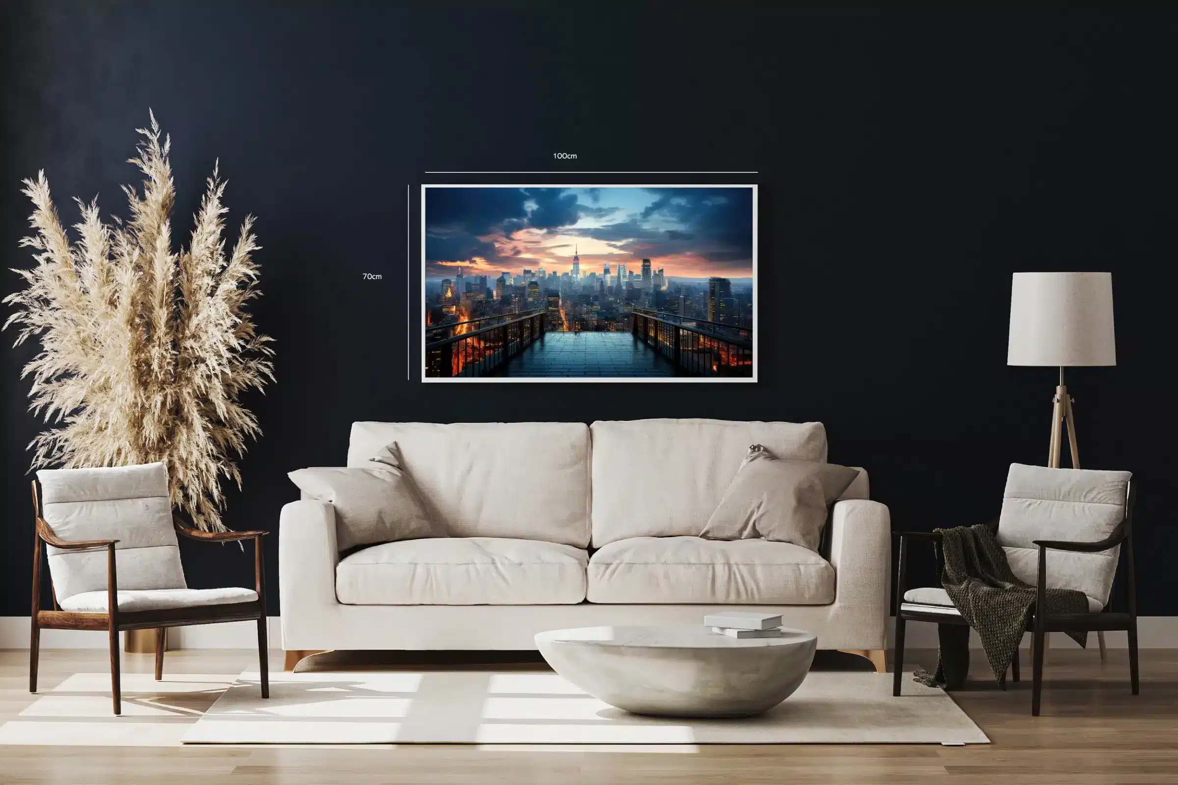 Grafisk New York Skyline ved Solnedgang