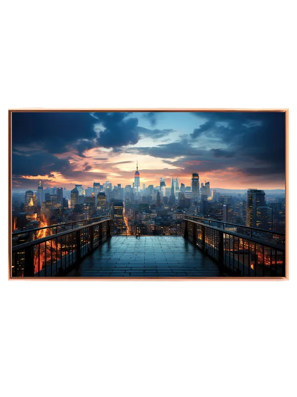 Grafisk New York Skyline ved Solnedgang