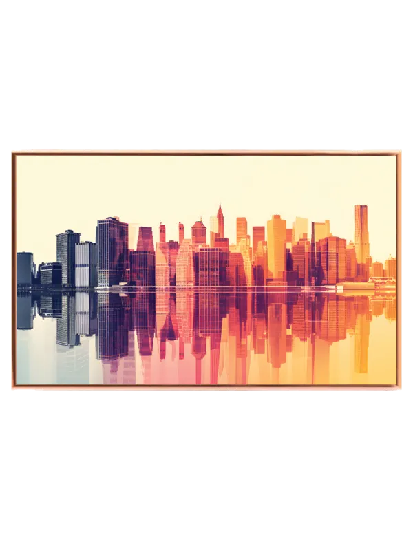 New York Skyline i Solnedgang