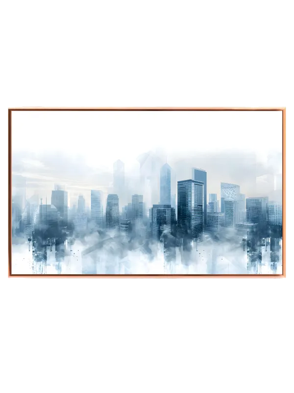 Tåget Storby Skyline Akvarel