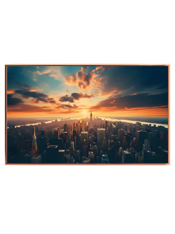 Minimal New York Skyline ved Solnedgang