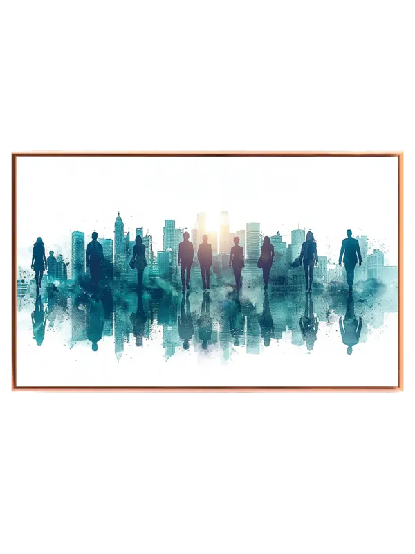Silhuetter Foran Akvarel Skyline