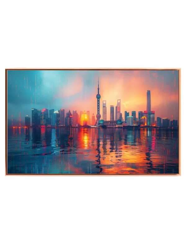 Shanghai Skyline ved Solnedgang