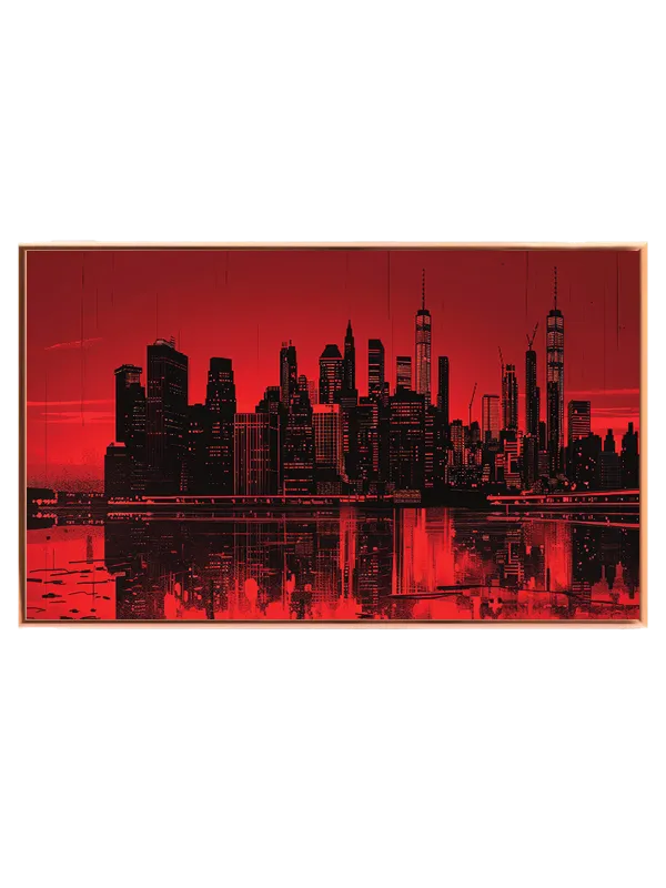 Rød Storby Skyline Refleksion