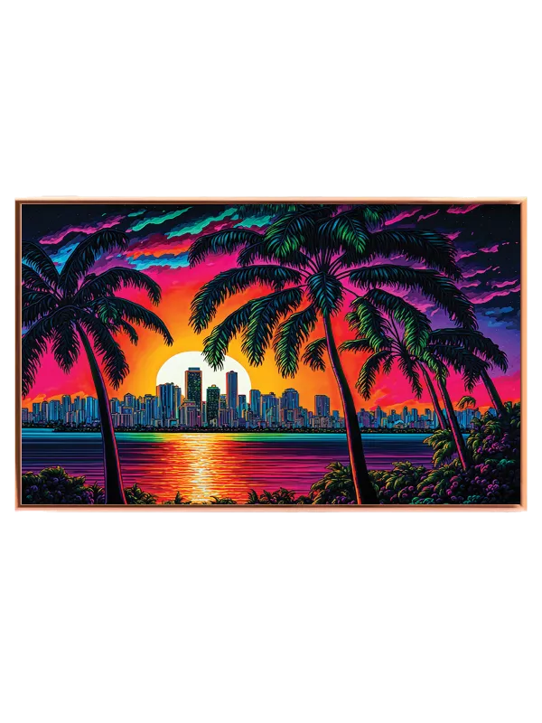 Neon Solnedgang Over Skyline