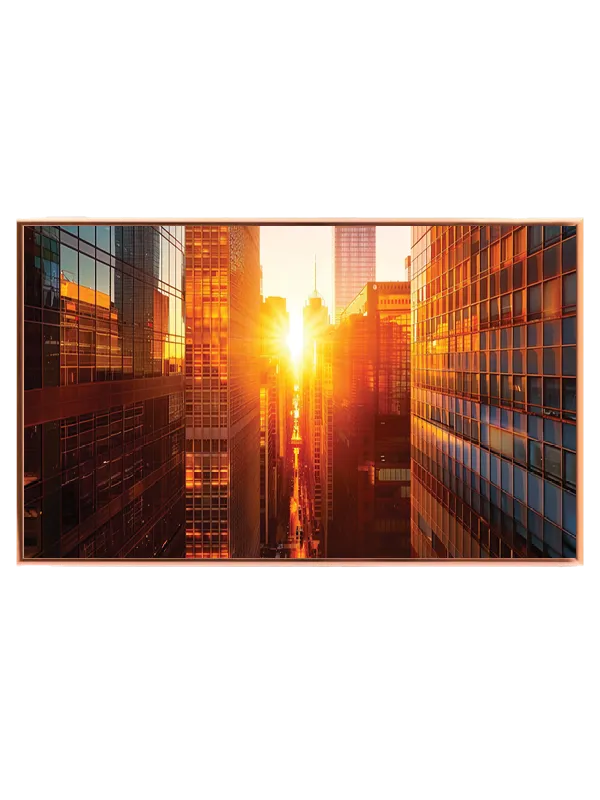 Solnedgang Mellem Høje Skyskrabere
