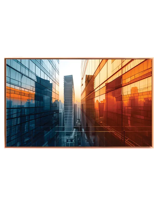 Grafisk Solnedgang Mellem Glasfacader