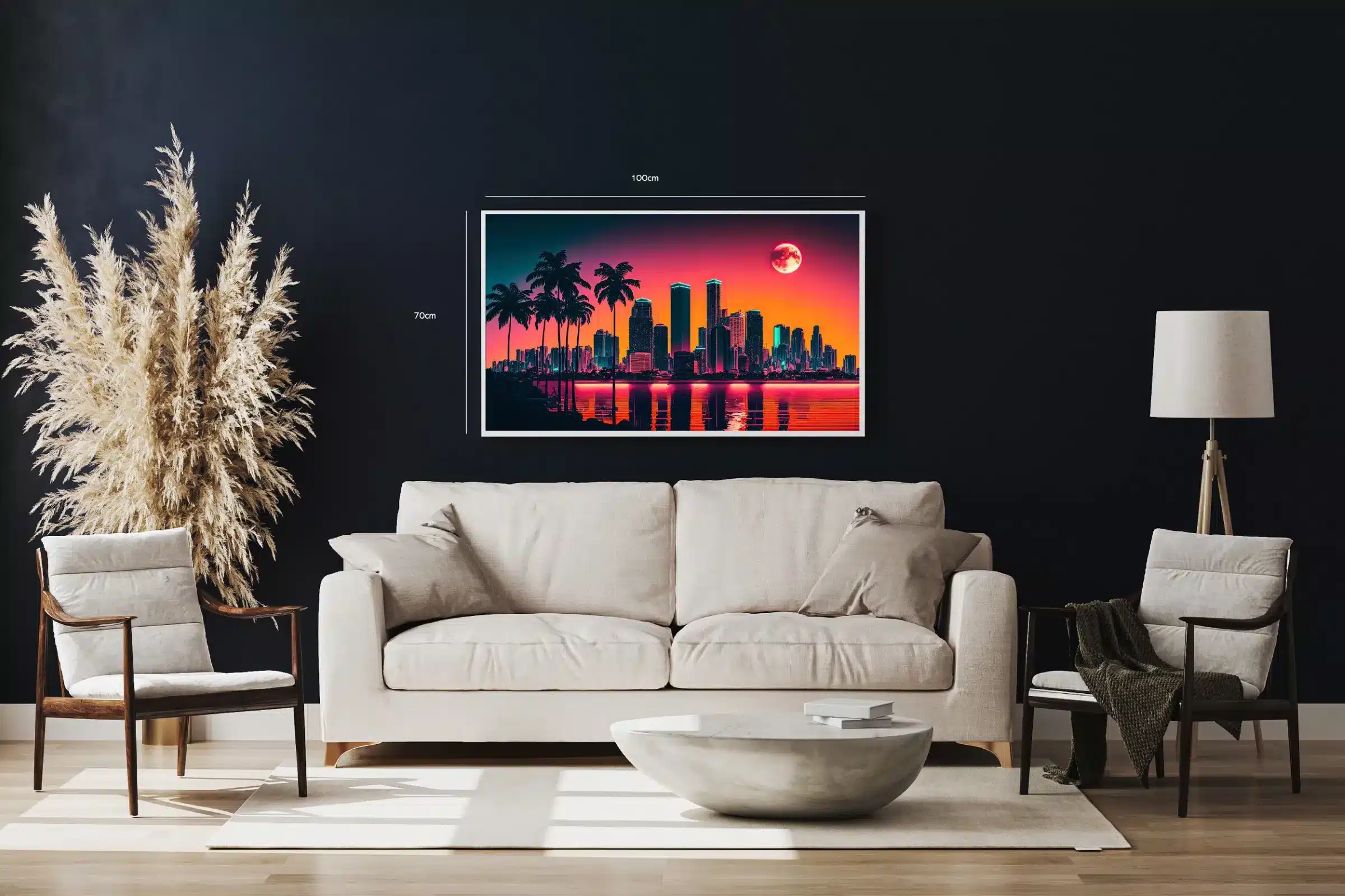 Neon Skyline ved Solnedgang