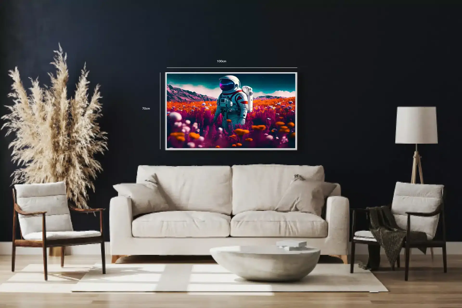 Grafisk Astronaut i Neonblomstereng