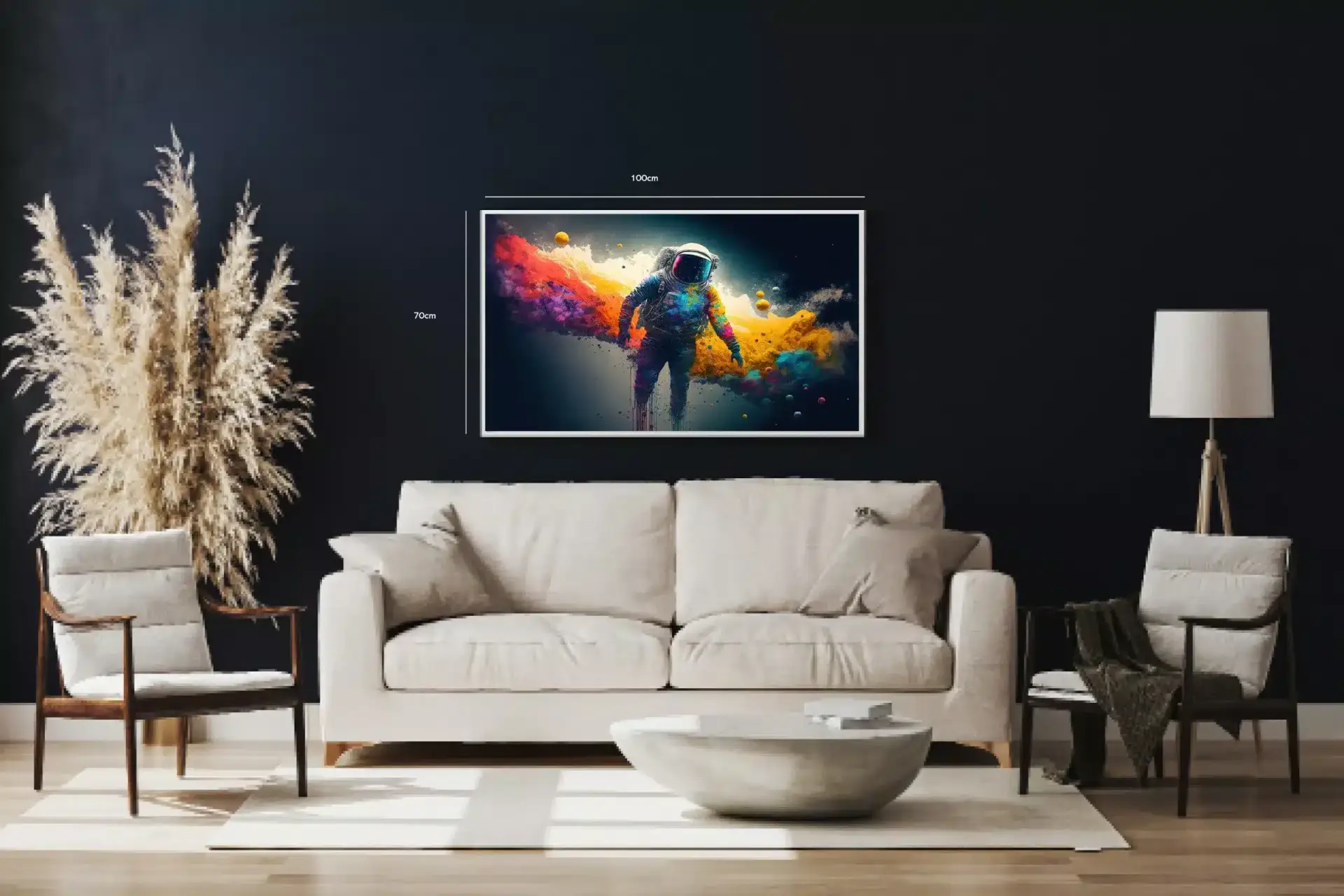 Astronaut i Farverig Kosmisk Sky