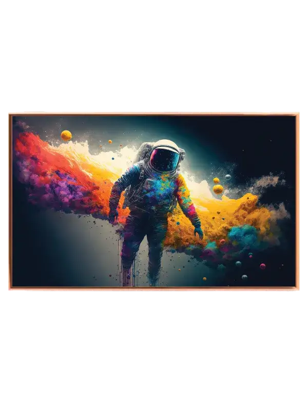 Astronaut i Farverig Kosmisk Sky