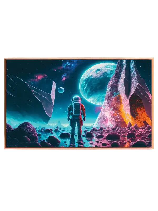 Astronaut ved Neonfremmed Klippe