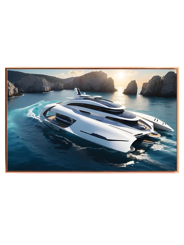 Futuristisk Superyacht ved Klippekyst