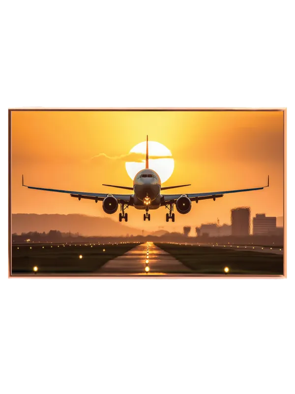 Grafisk Passagerfly ved Solnedgangslanding