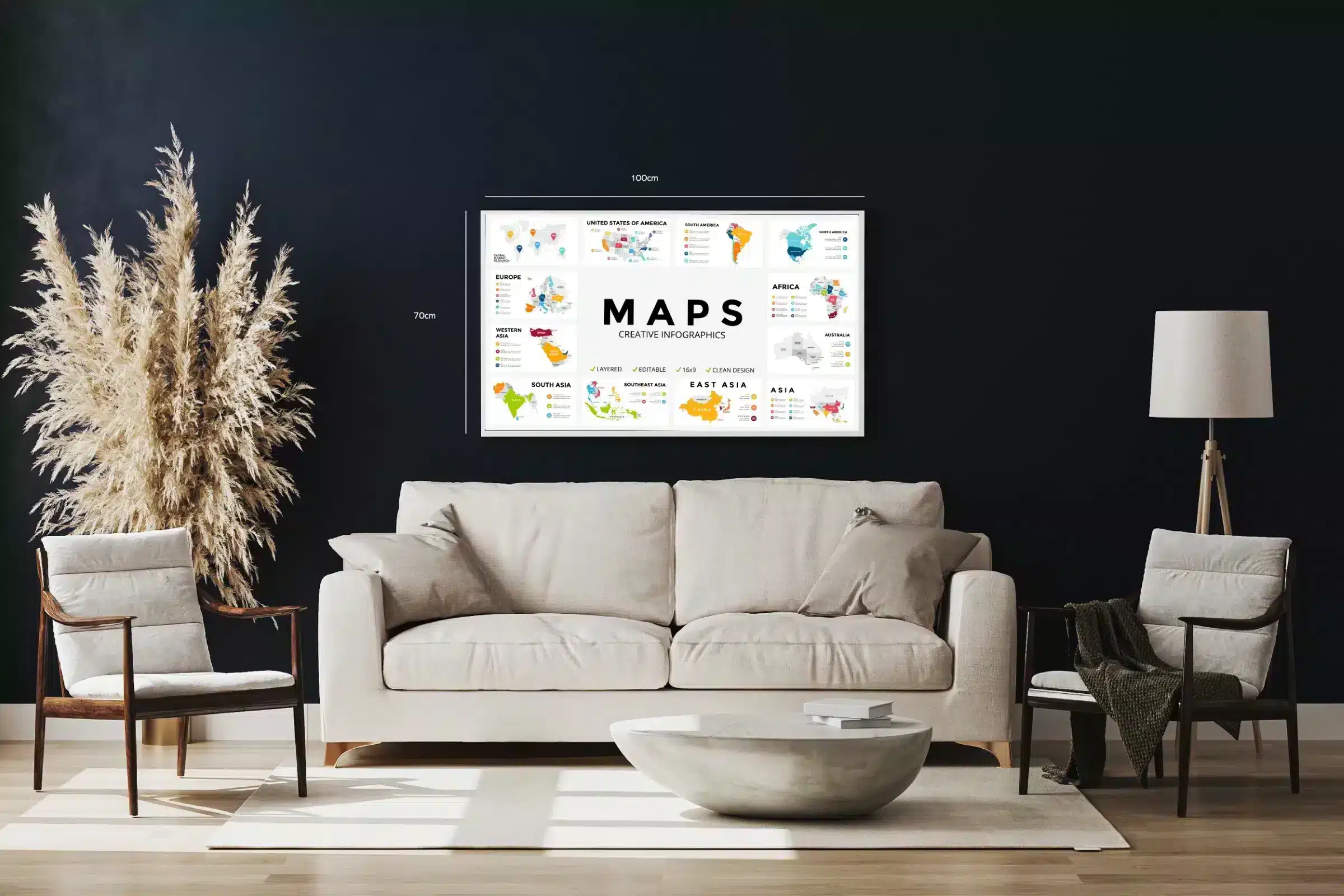 Verdenskort Infografik Plakat