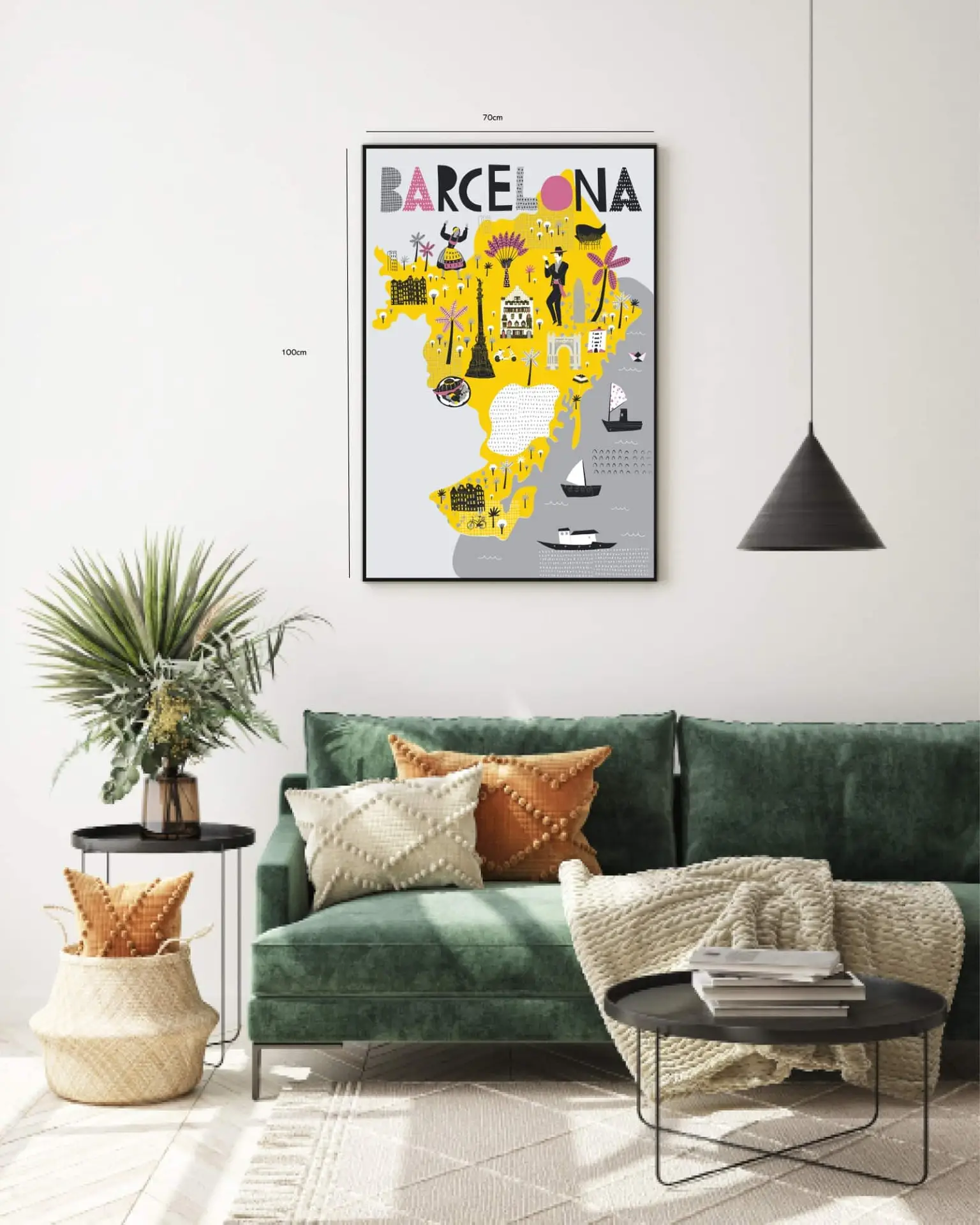Colorful Barcelona City Map
