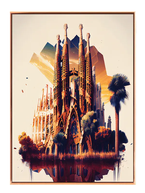 Farvestrålende Barcelona Katedral Illustration