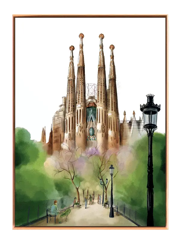 Barcelona Architectural Landmark Illustration