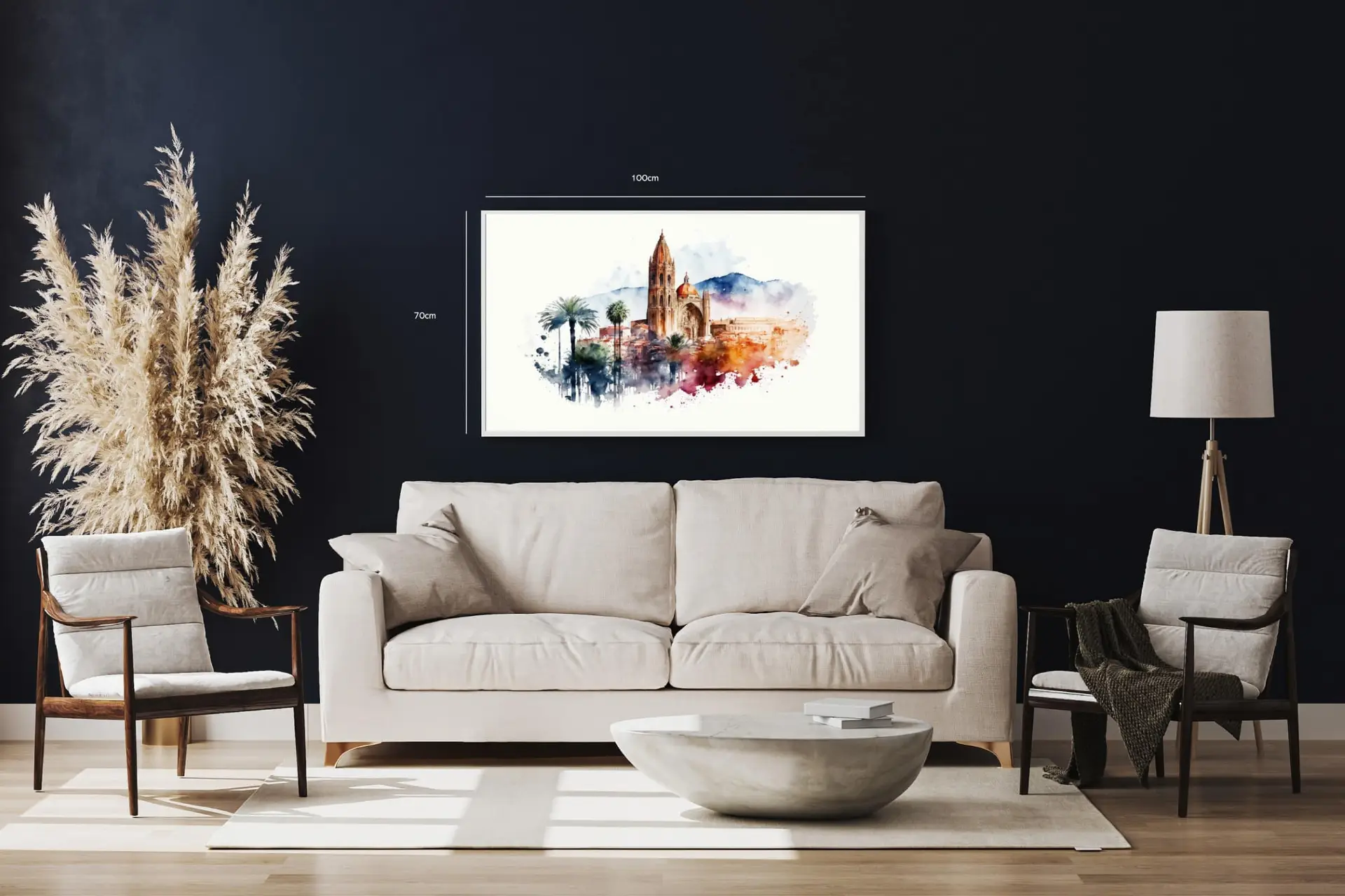 Barcelona Watercolor Cityscape Art