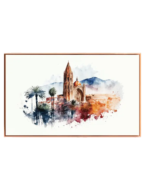 Barcelona Watercolor Cityscape Art