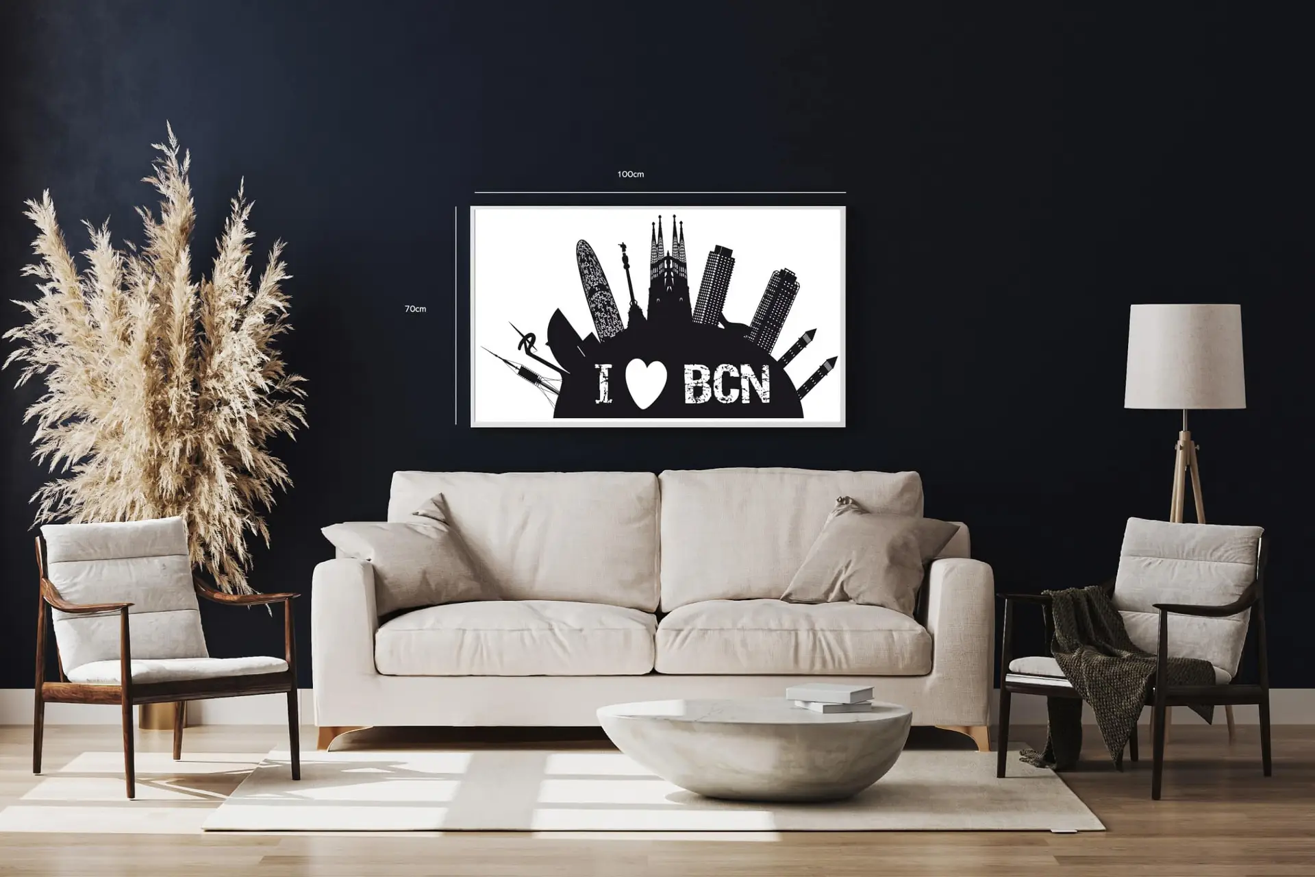 I Love Barcelona Skyline Poster