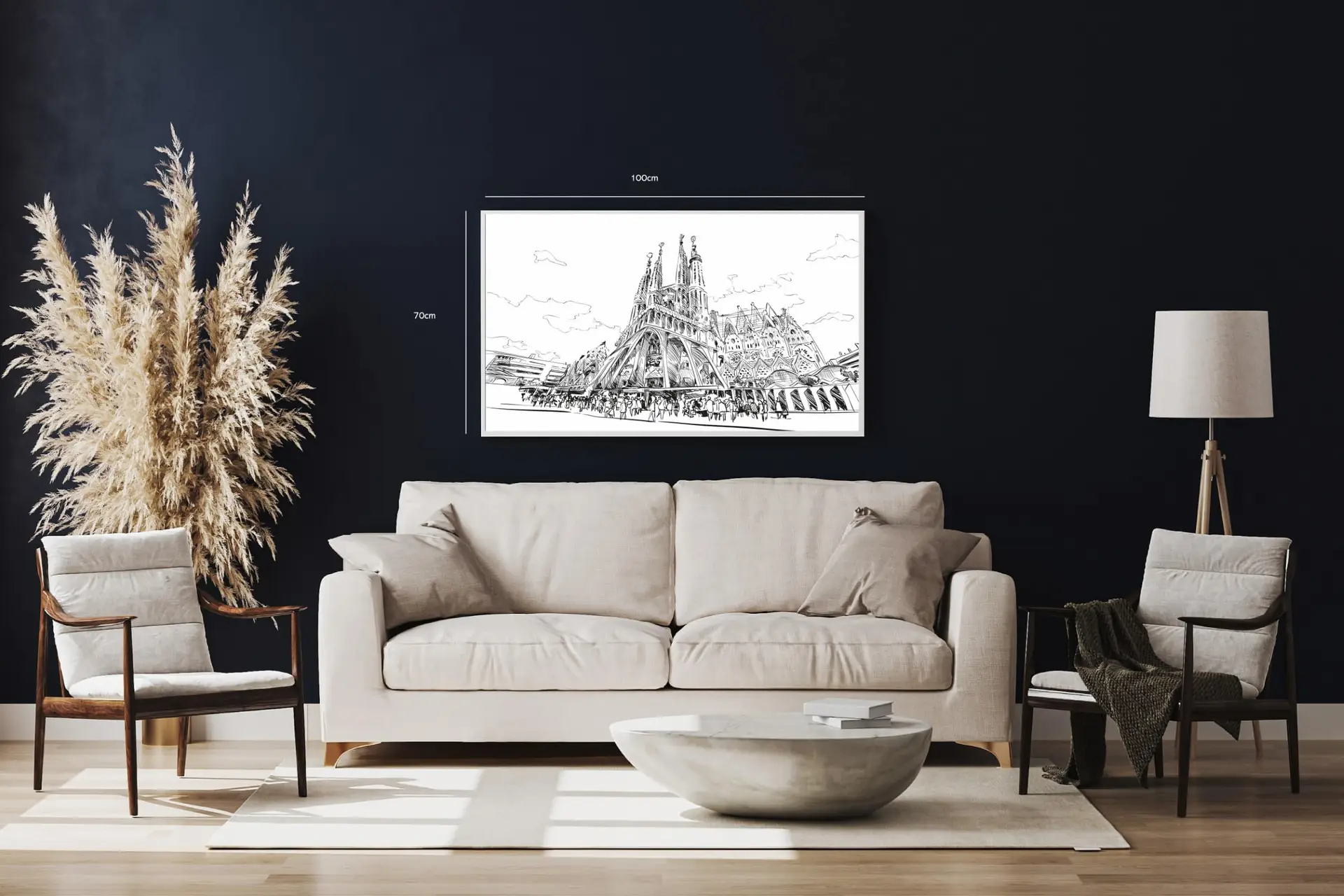 Detailed Black And White City Illustration