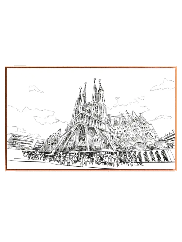 Detailed Black And White City Illustration