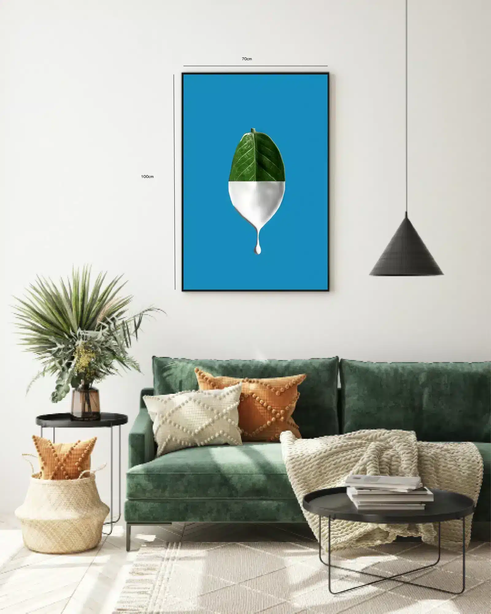 Blad dråbe væske med minimalisme farveflade