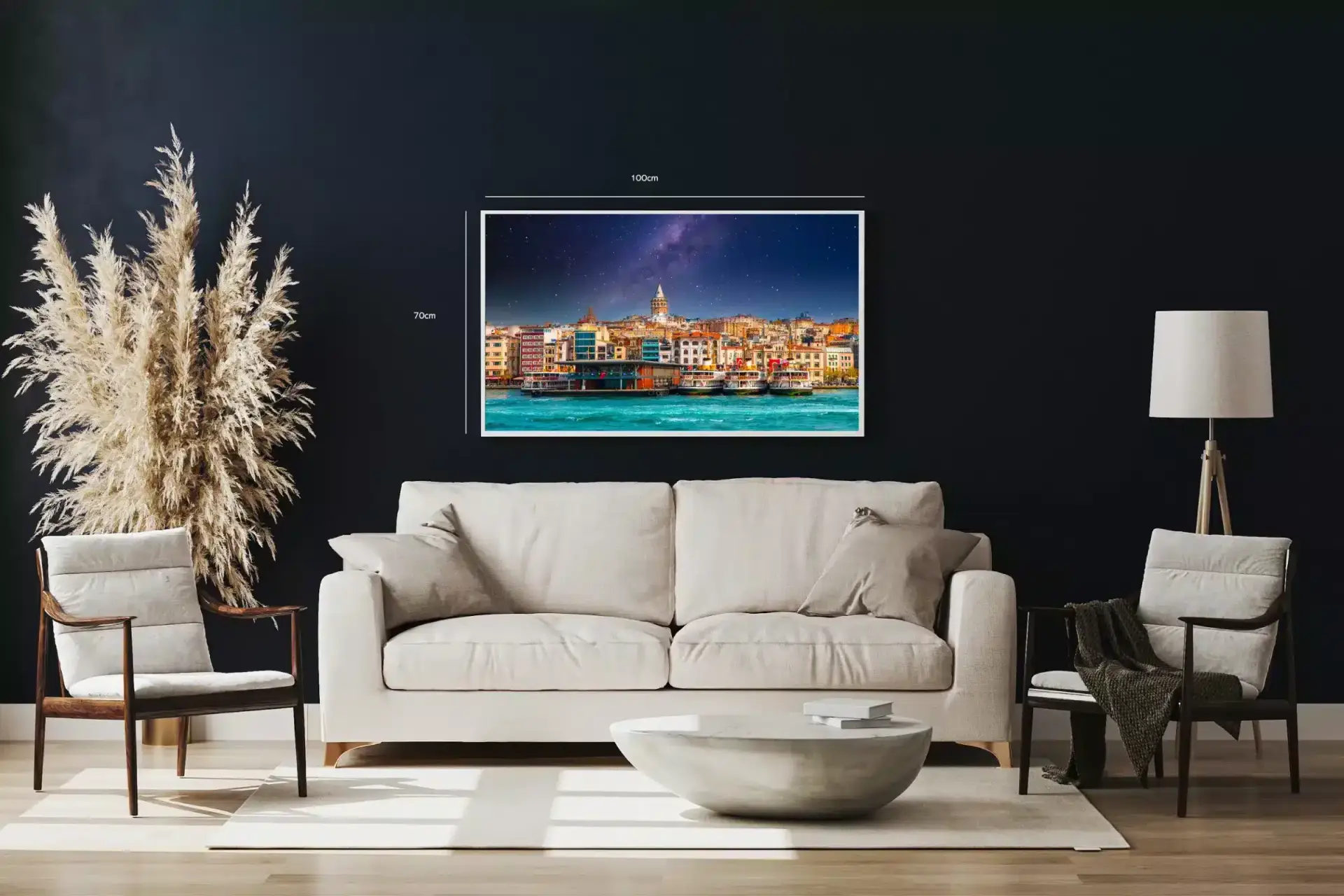 Night Sky Over City Waterfront
