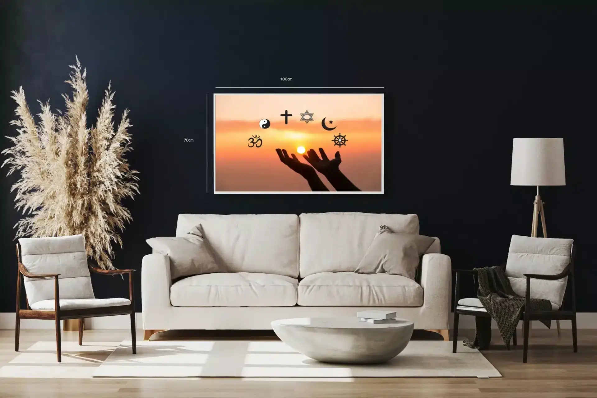 Solnedgang med Spirituelle Symboler