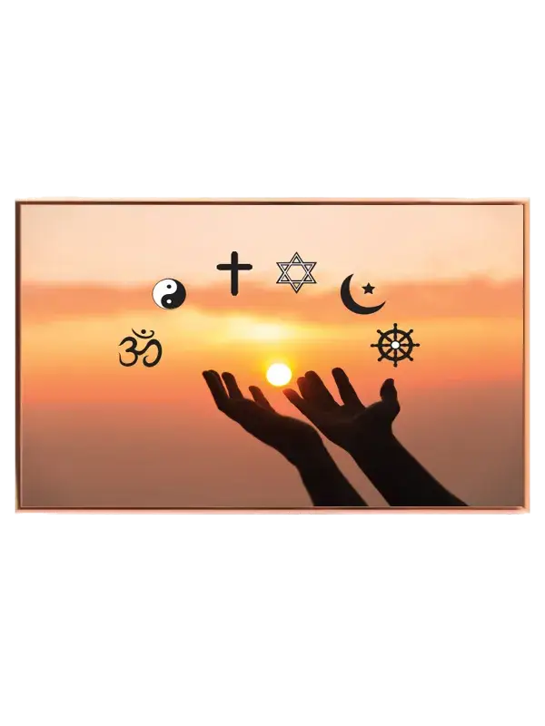 Solnedgang med Spirituelle Symboler