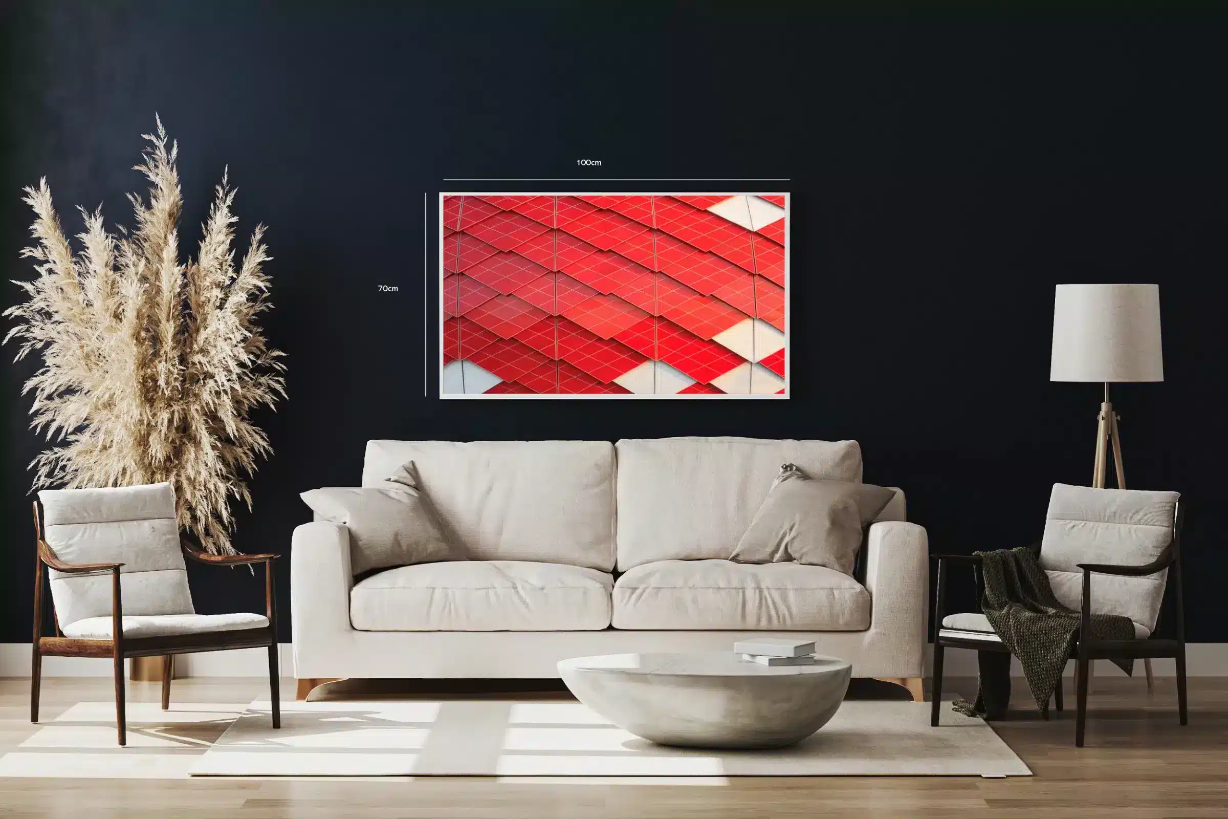 Geometrisk Rød Harmoni Plakat