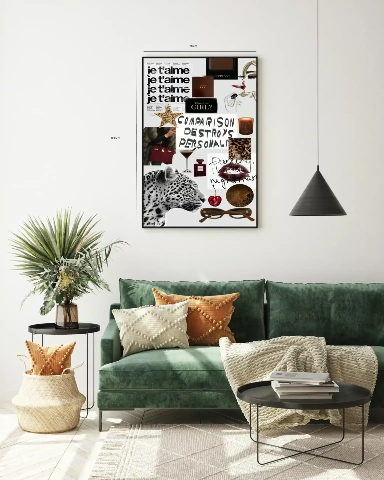Leopard collage tekst med typografi mønster