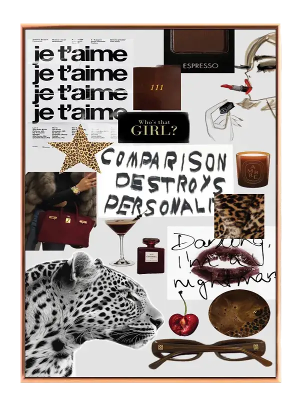 Leopard collage tekst med typografi mønster