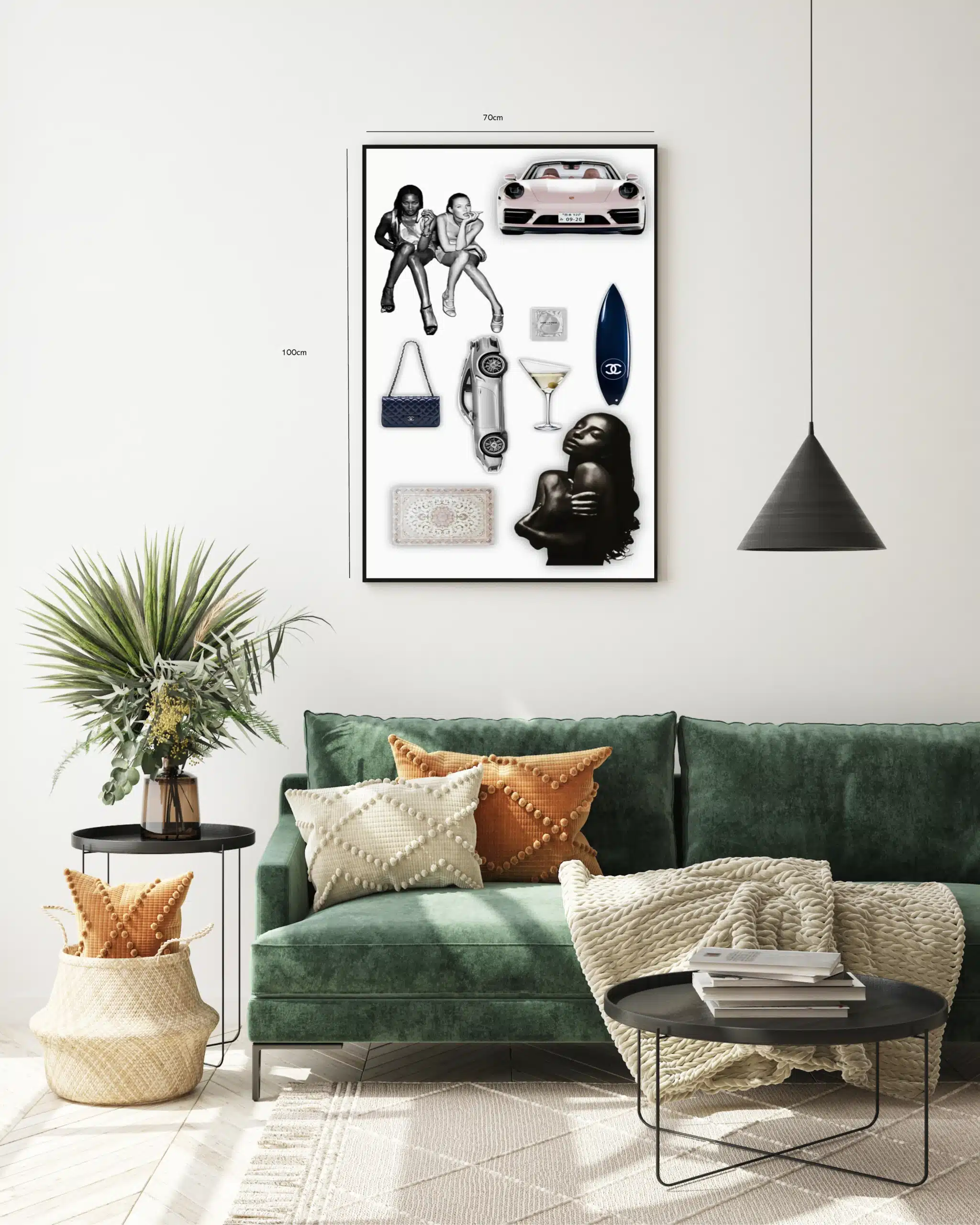 Kvinder bil håndtaske surfbræt med collage