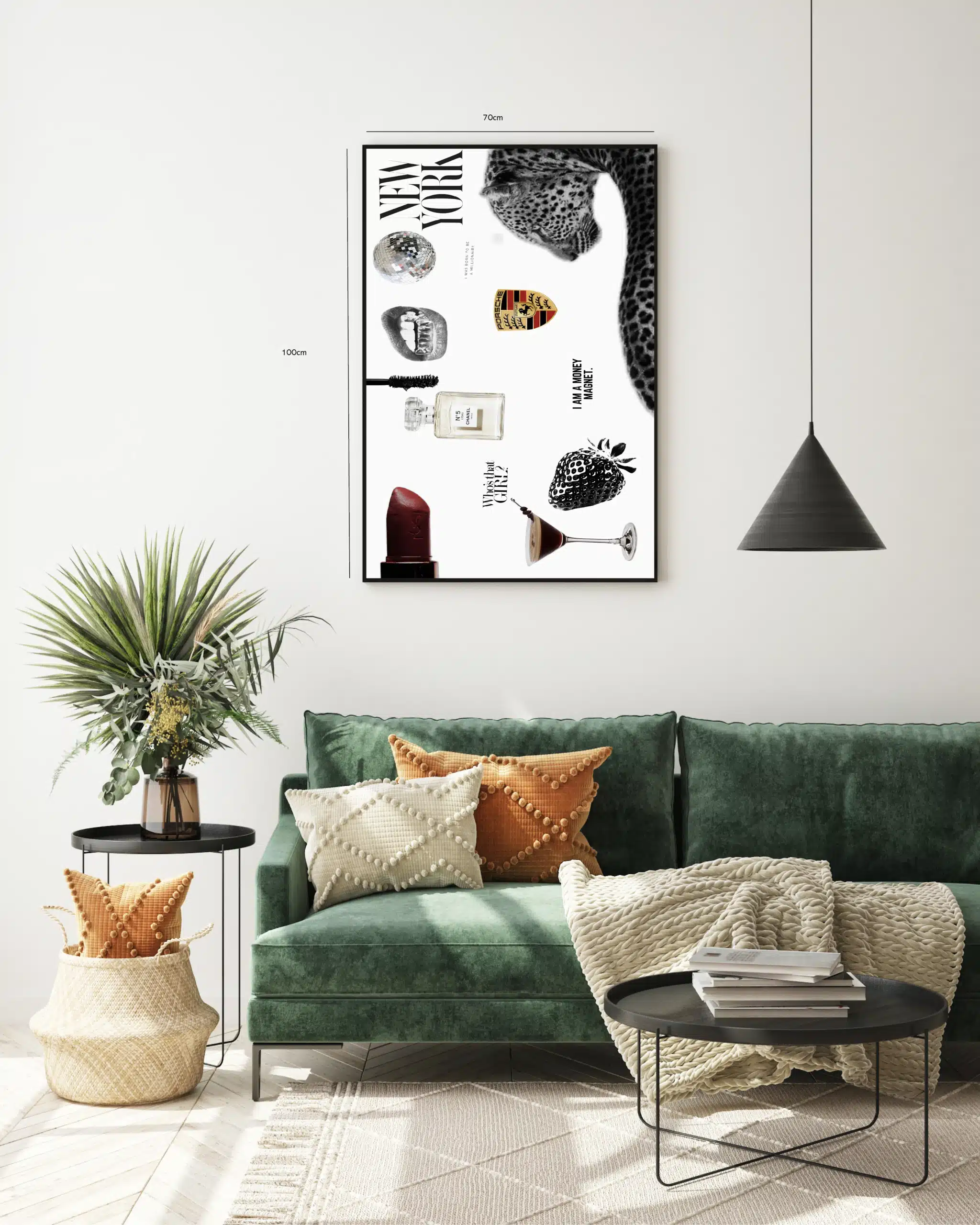 Leopard jordbær læbestift cocktailglas med collage