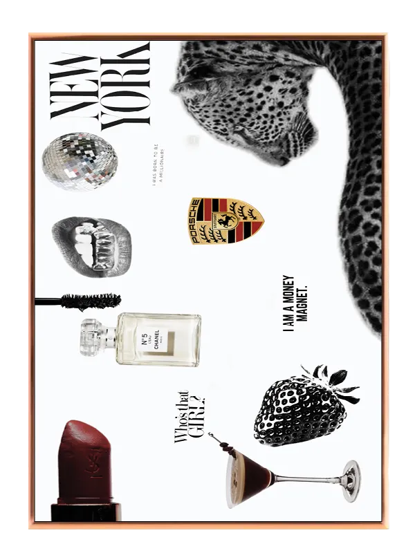Leopard jordbær læbestift cocktailglas med collage