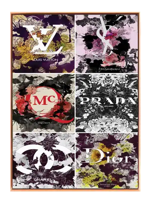 Logoer blomster collage med typografi mønster