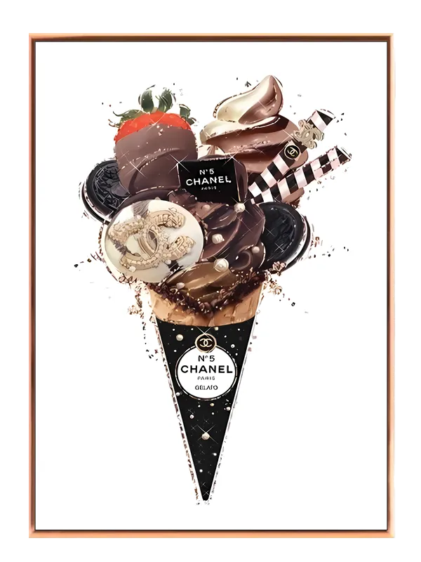 Isvaffel jordbær chokolade kiks med collage