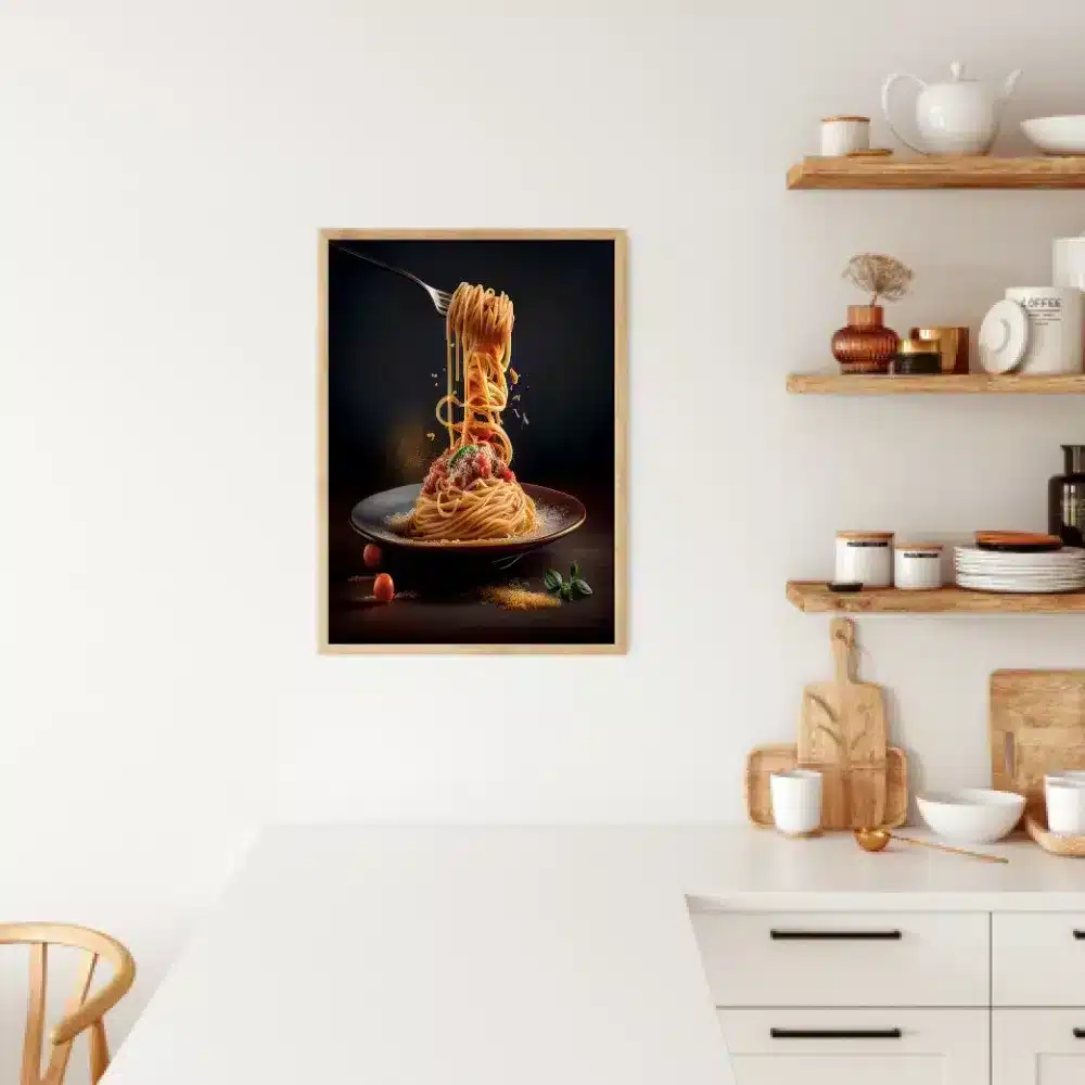 Spaghetti gaffel tallerken tomatsauce med madfotografi