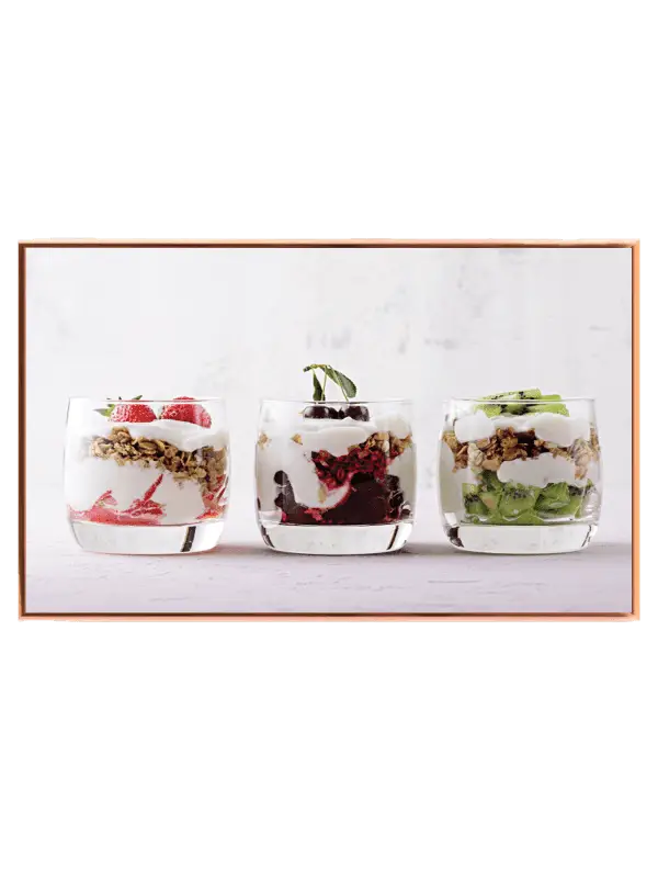 Dessertglas yoghurt bær granola med lag