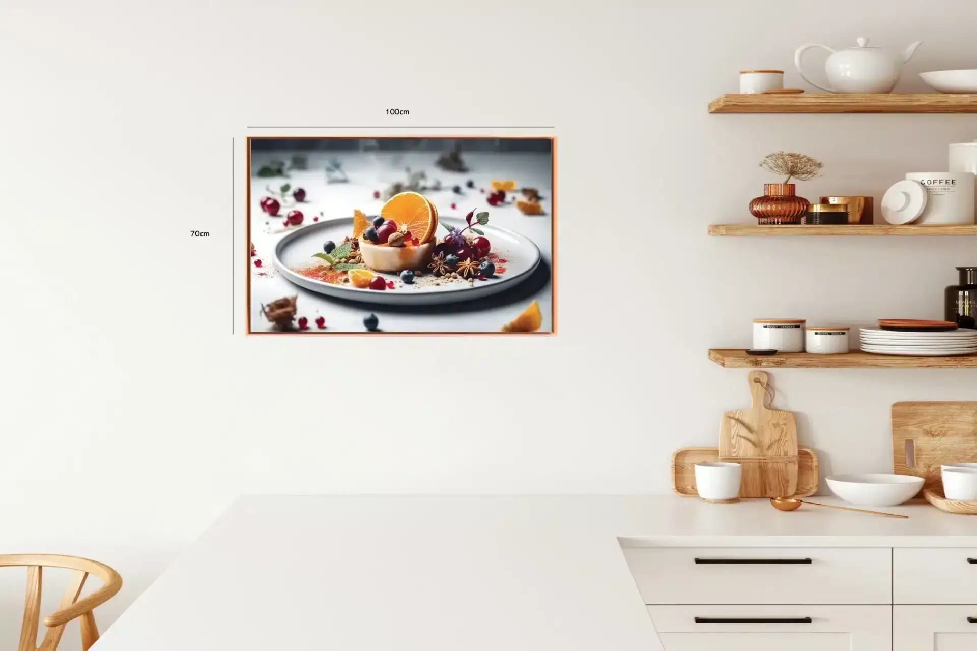 Dessert appelsin bær tallerken med madfotografi