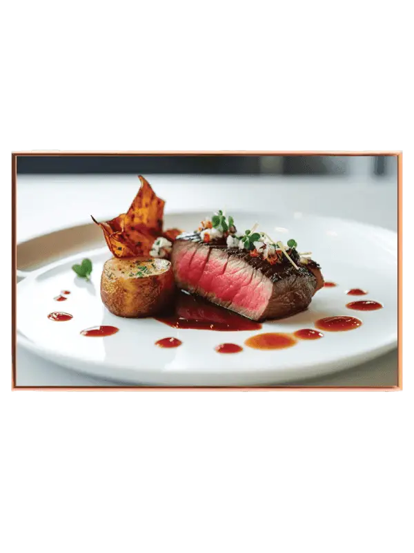 Bøf tallerken kartoffel med sauce mikrogrønt