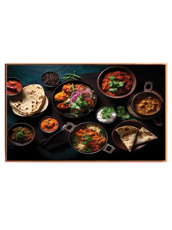 Curry naan skåle krydderurter med anretning