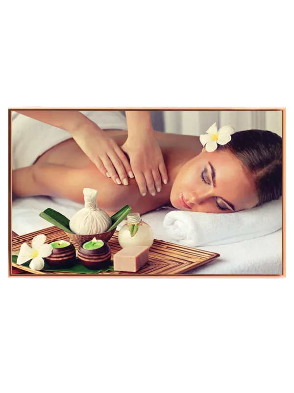 Massage kvinde håndklæde spa med bakke